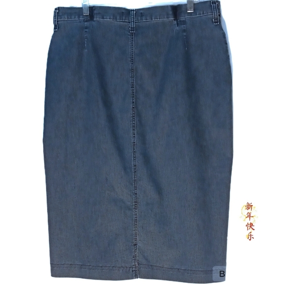 Lee Rider Denim Skirt Straight High Waist Women 16M Modified 35x28 Mid Wash Blue - Picture 3 of 12